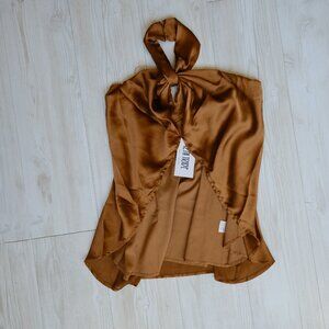 Moonlit Kiss Mocha Satin Halter Top